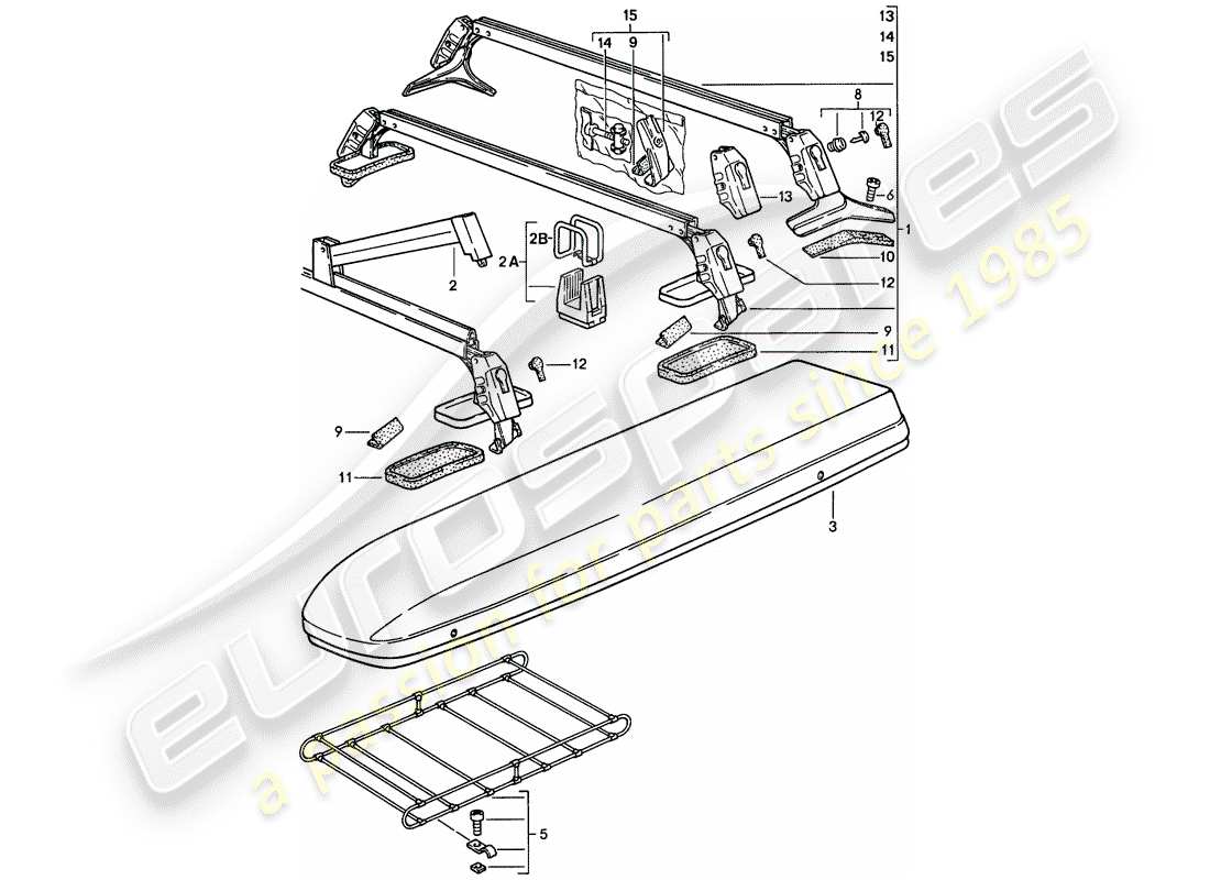 porsche 1986 (924s) roof transport system part diagram