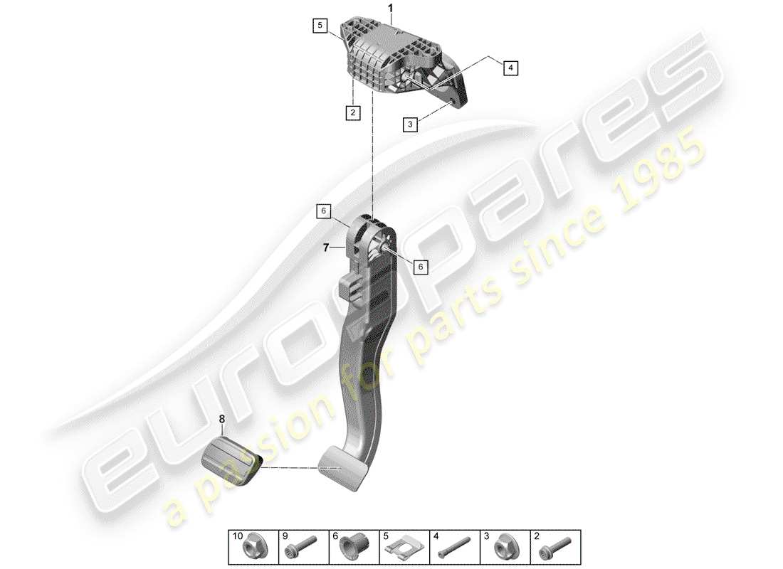 porsche 2017 (panamera 971-1) brake and acc. pedal assembly part diagram