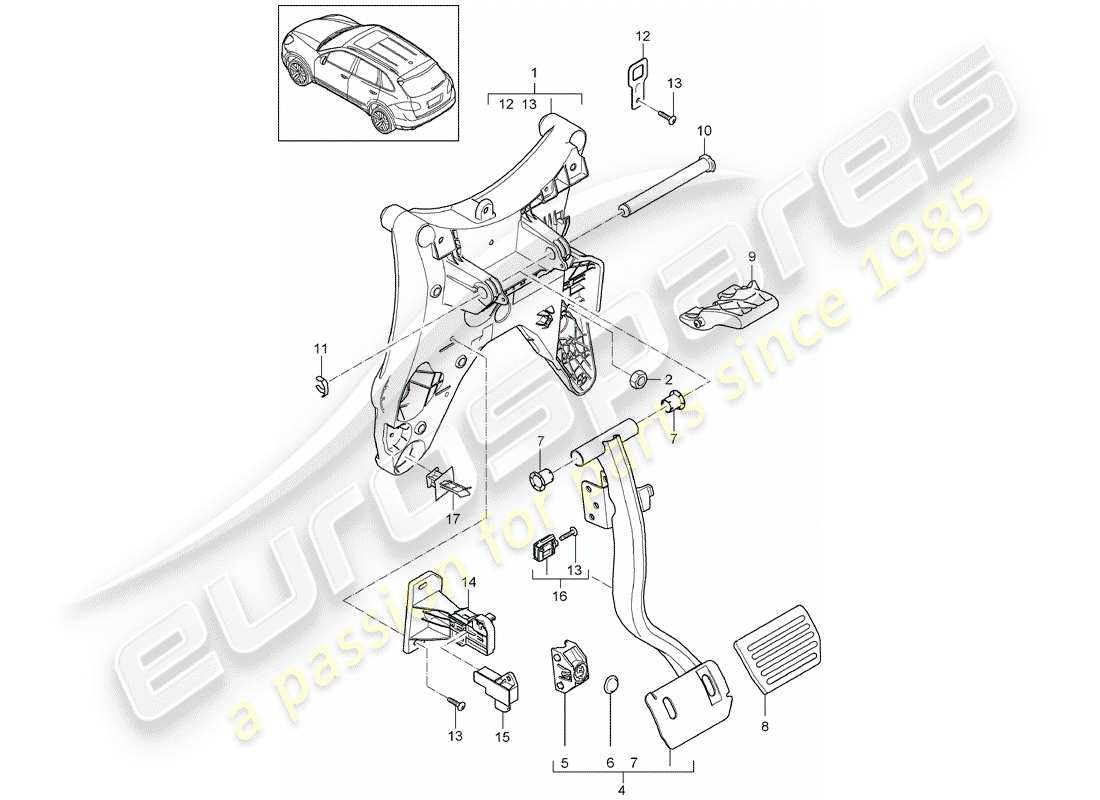 porsche 2015 (cayenne e2 92a) pedals part diagram