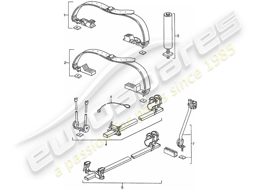 porsche 1991 (944) roof transport system part diagram