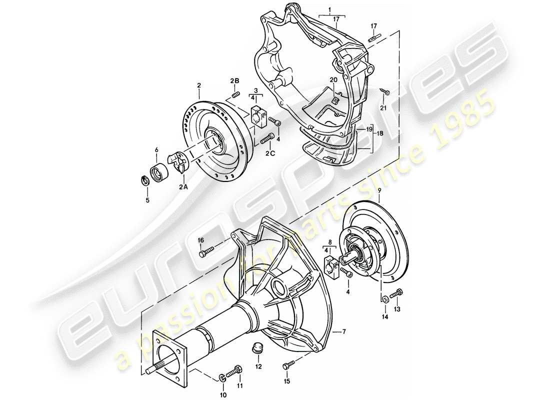 porsche 1976 (924) central tube - automatic transmission part diagram
