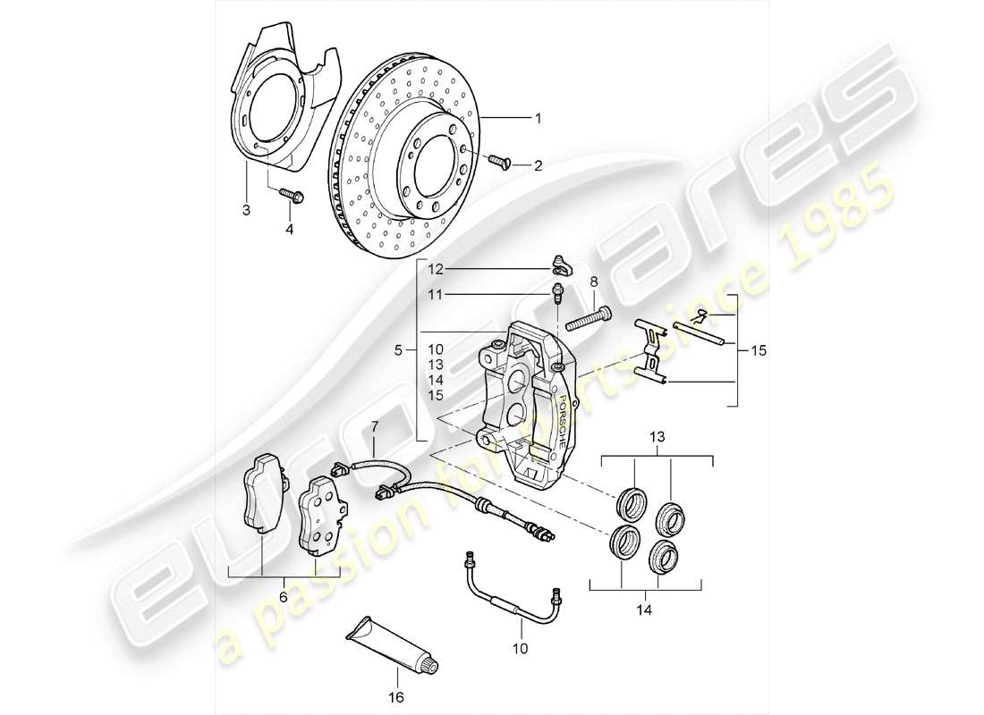 porsche 2007 (987 cayman) disc brakes part diagram