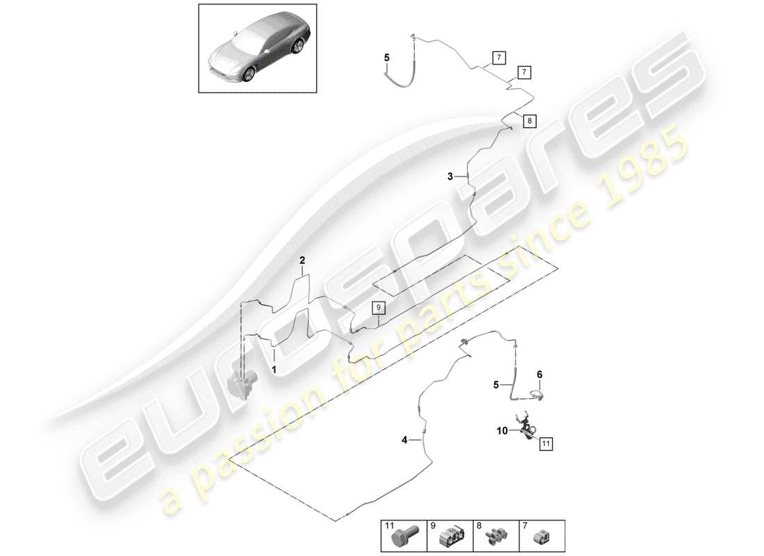 porsche panamera 971 (2017) brake line parts diagram