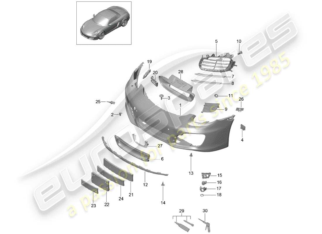 porsche 2012 (981 boxster) bumper parts diagram