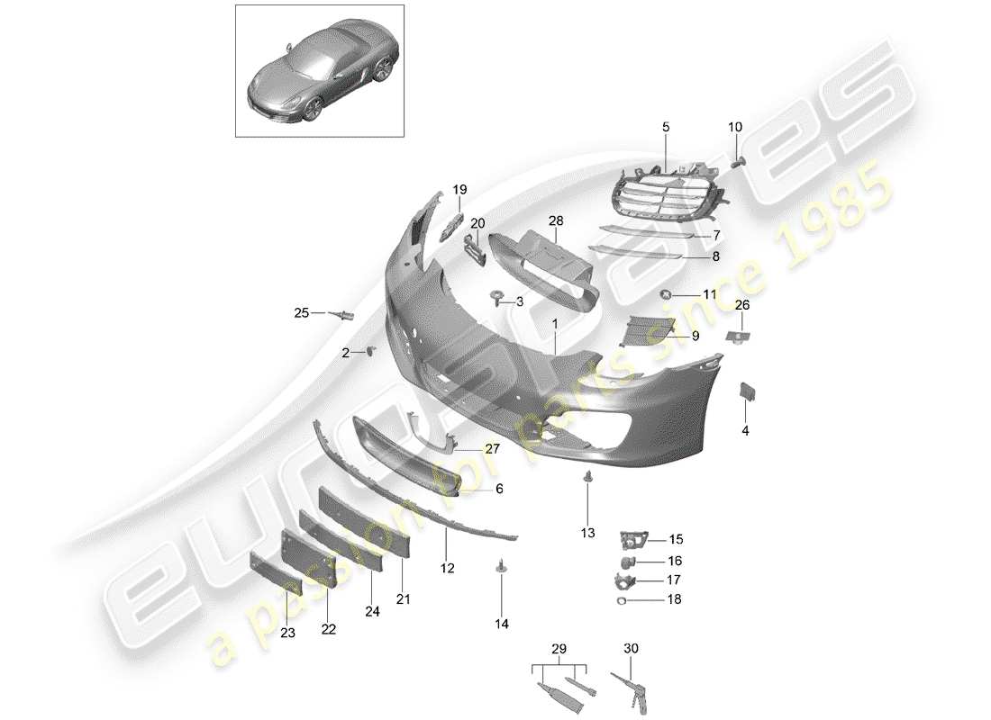 porsche boxster 981 (2012) bumper parts diagram