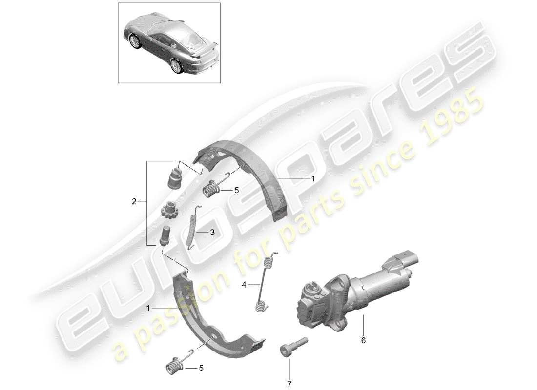 porsche 2020 (991-2 r/gt3/rs) parking brake part diagram
