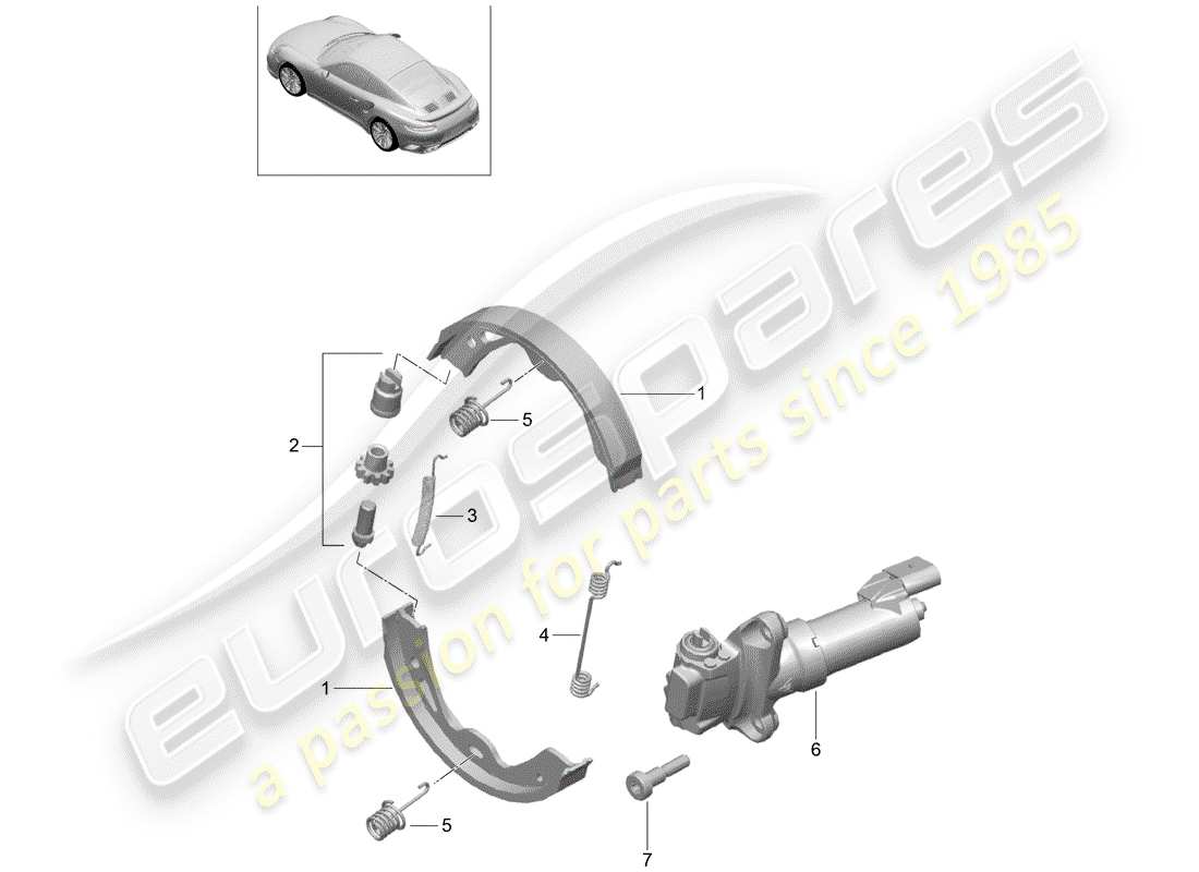 porsche 2020 (991-2 turbo) parking brake part diagram