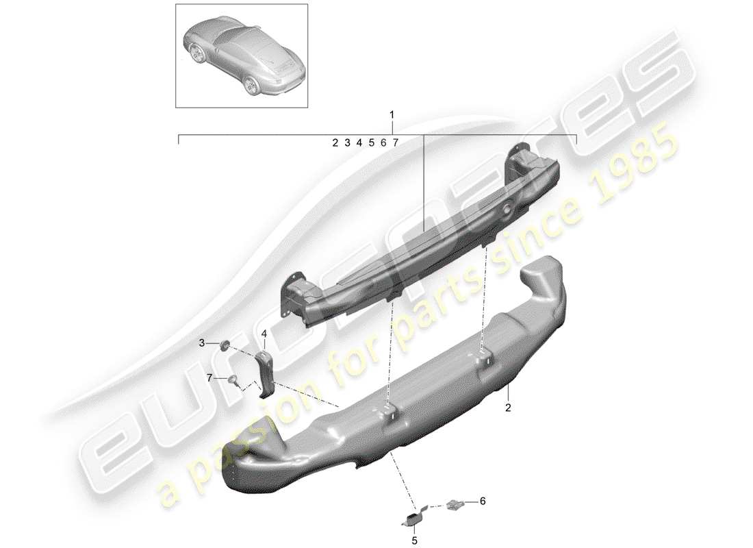 porsche 2013 (991-1) bumper bracket part diagram