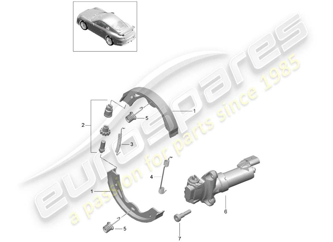 porsche 2019 (991-2 r/gt3/rs) parking brake part diagram