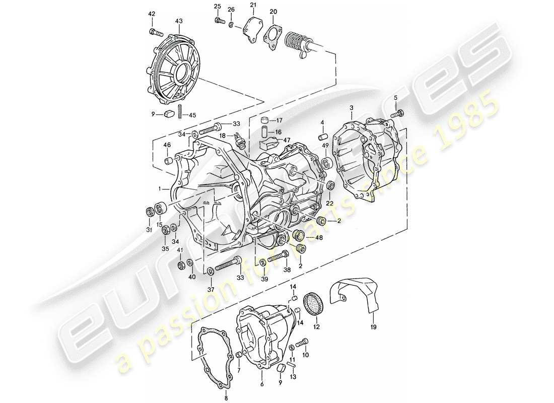 porsche 1990 (944) replacement transmission - transmission case - for - manual gearbox part diagram