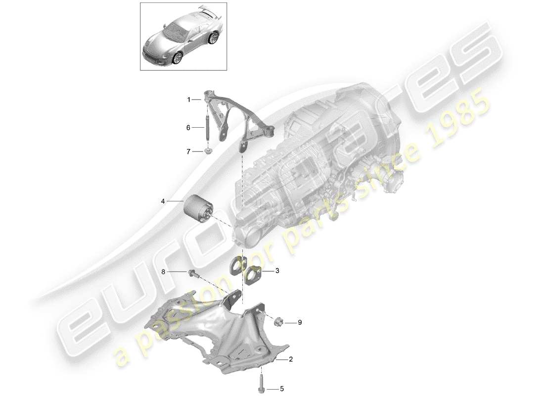 porsche 2017 (991-2 r/gt3/rs) sub frame part diagram