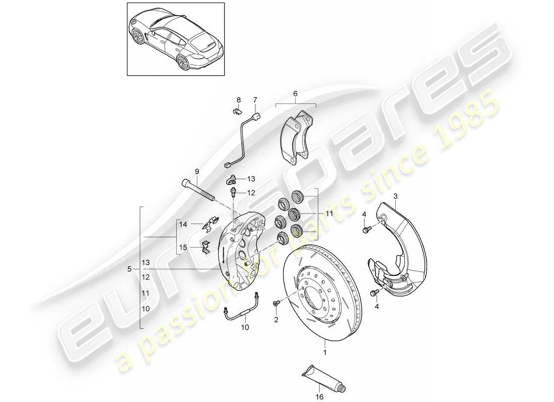 porsche 2016 (panamera 970) disc brakes part diagram