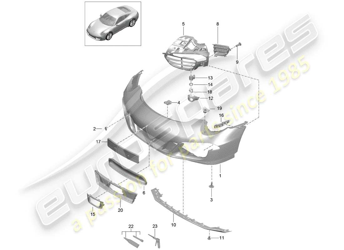 porsche 2012 (991-1) bumper part diagram