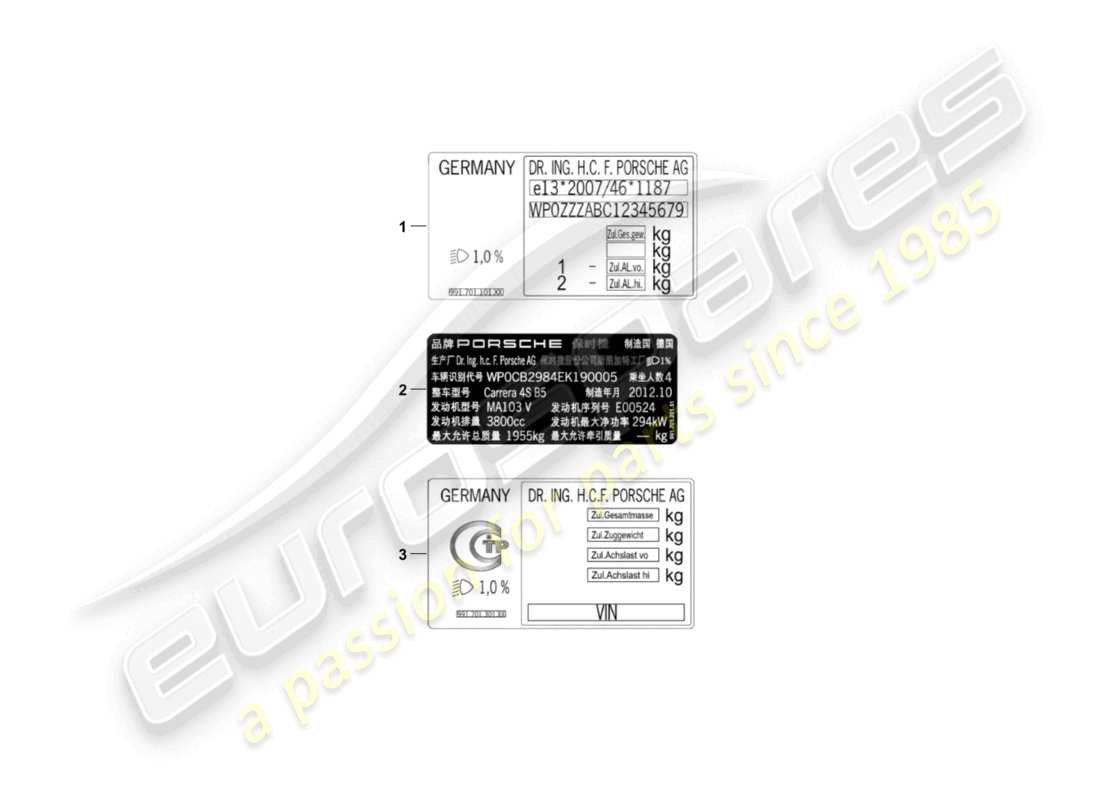 porsche 2016 (panamera 970) signs/notices d - mj 2014>> parts diagram