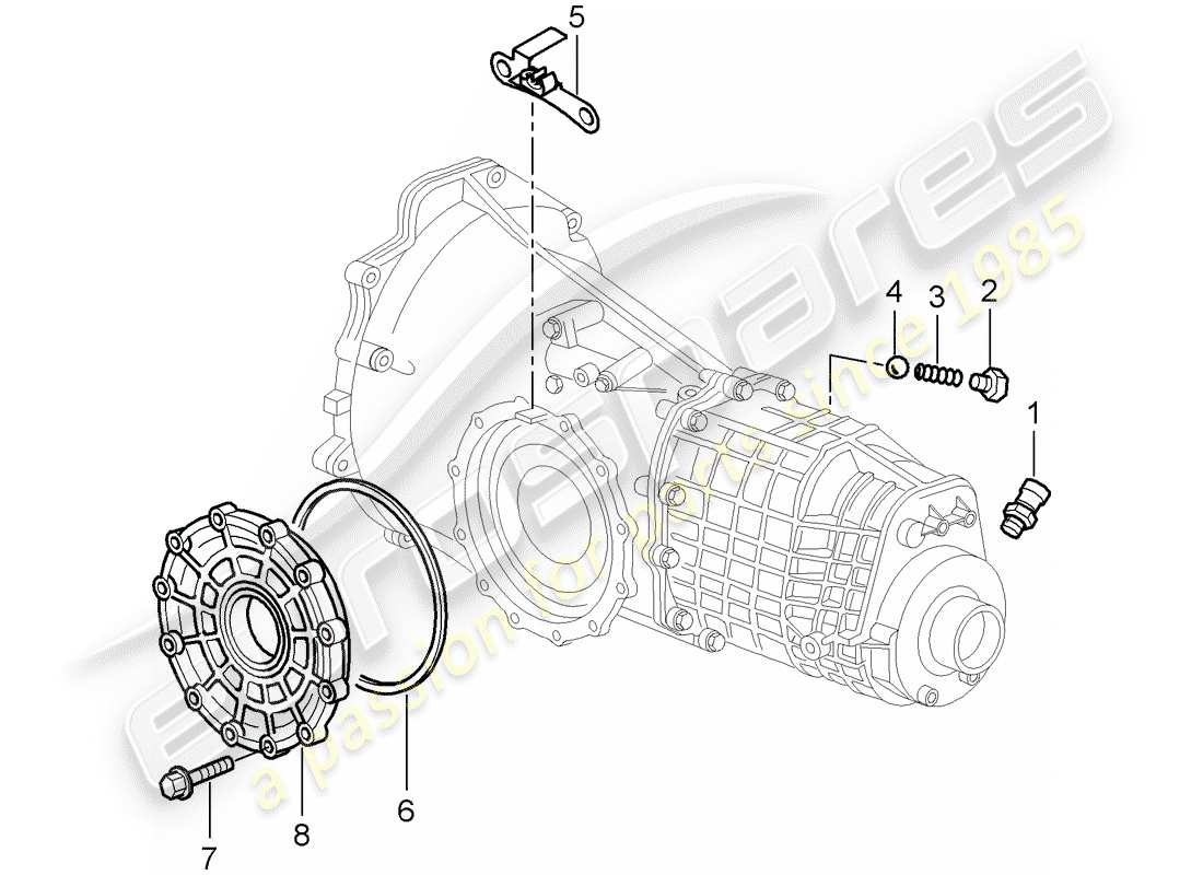 porsche 1999 (986 boxster) transmission - single parts - d - mj 2000>> part diagram