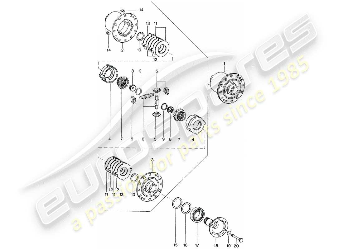 porsche 1975 (914) limited slip differential part diagram