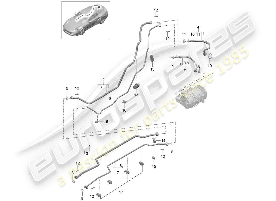 porsche 2019 (991-2 turbo) refrigerant circuit part diagram