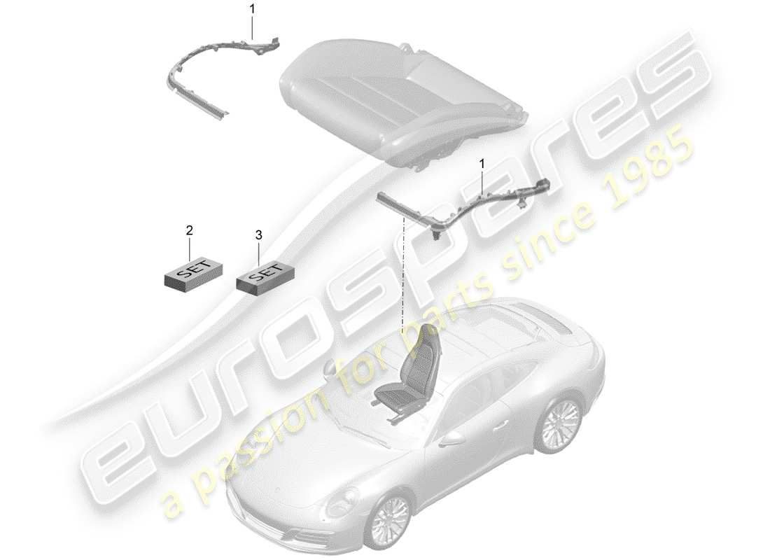 porsche 2020 (991-2) padding for seat part diagram