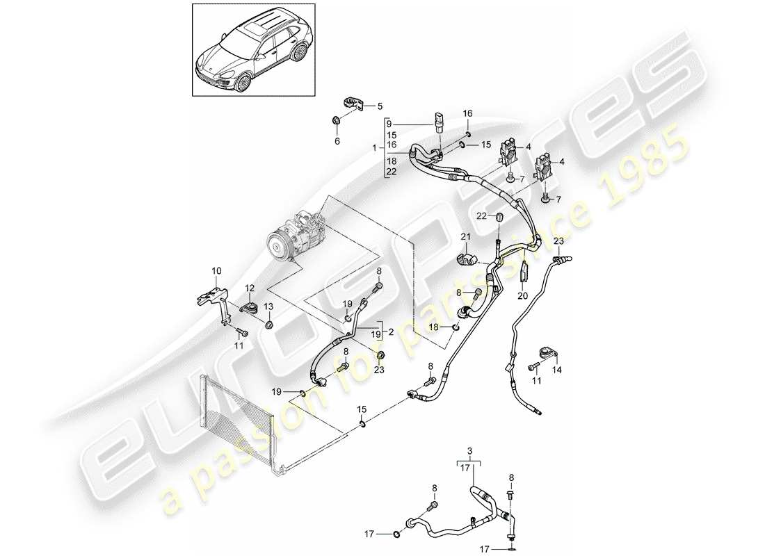 porsche 2017 (cayenne e2 92a) refrigerant circuit part diagram