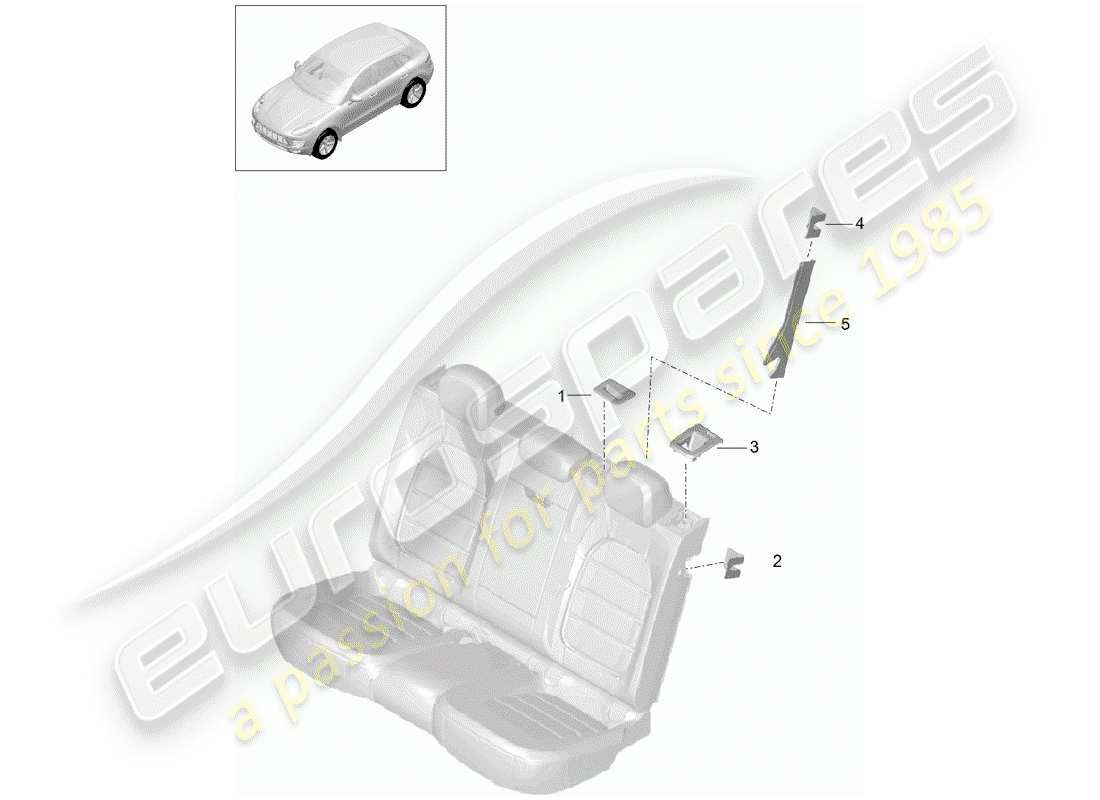 porsche macan (2018) seat and backrest surface part diagram