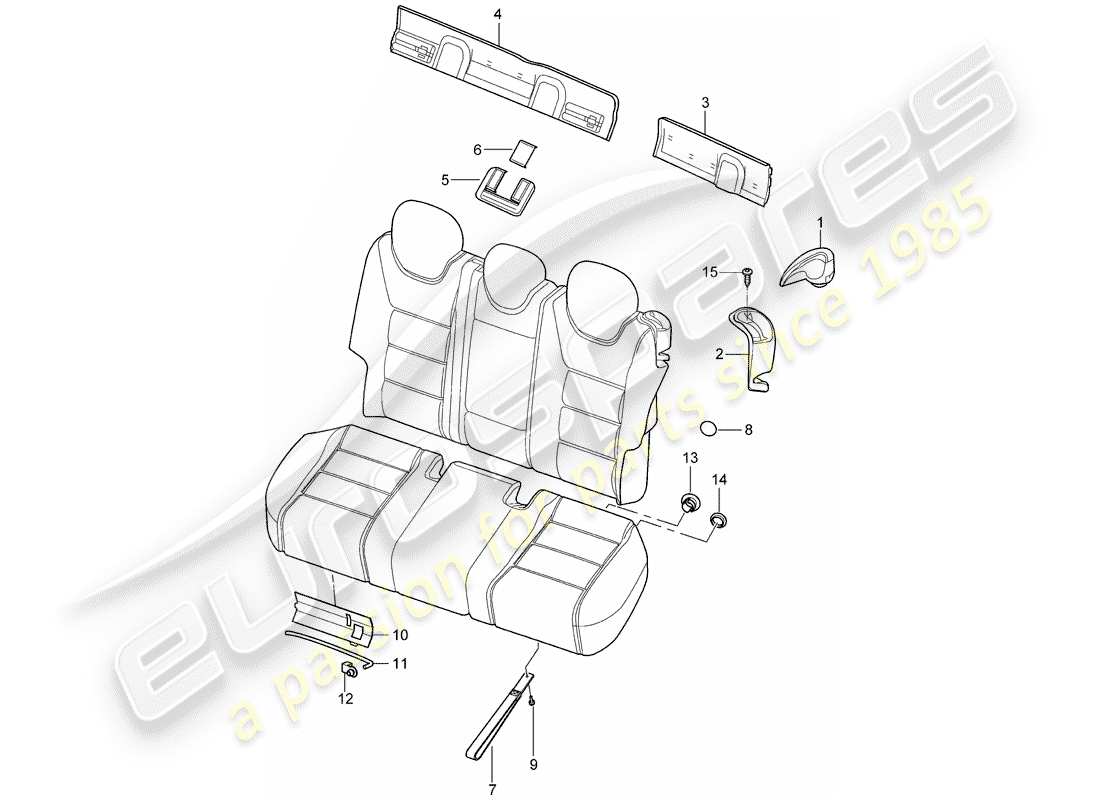 porsche 2010 (cayenne e1 9pa) back seat backrest part diagram