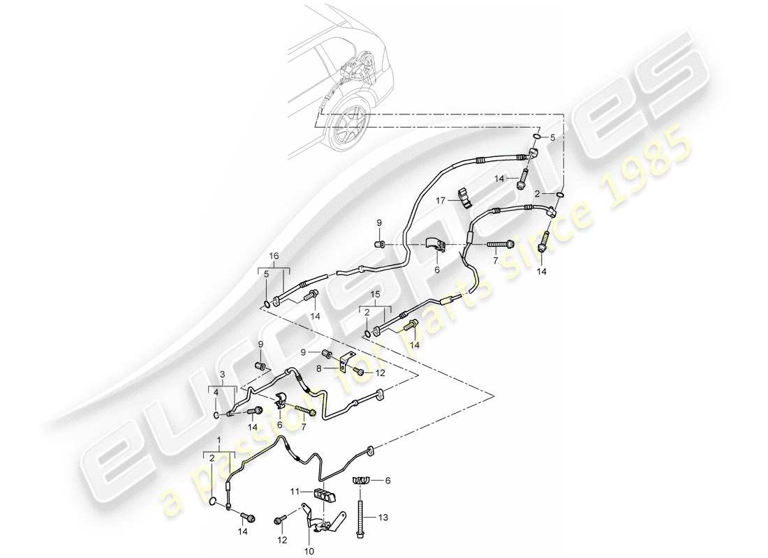 porsche 2007 (cayenne e1 9pa) refrigerant circuit part diagram