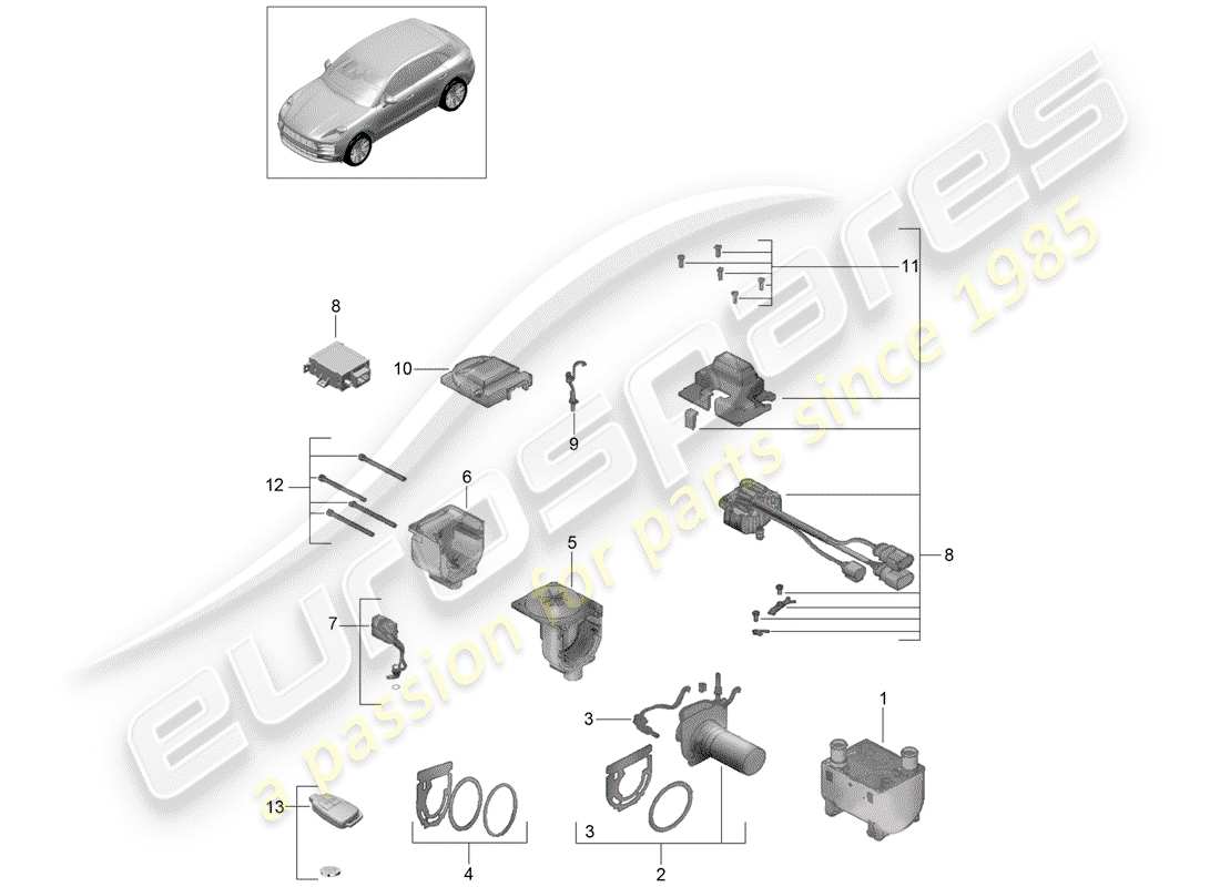 porsche 2019 (macan) additional heater part diagram