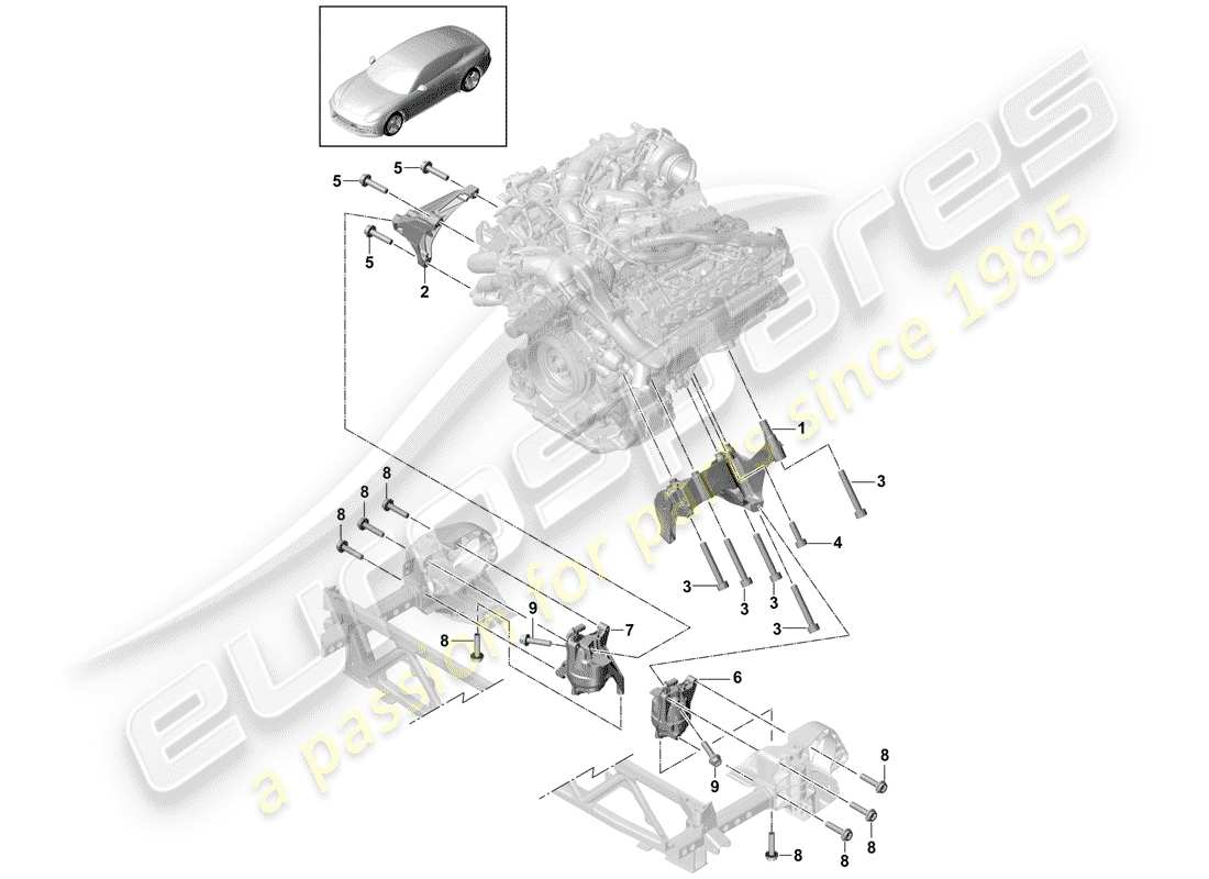 porsche 2019 (panamera 971-1) engine lifting tackle part diagram
