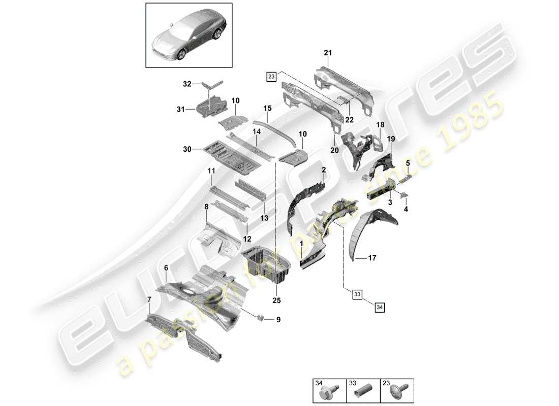 porsche 2020 (panamera 971-1) rear end part diagram