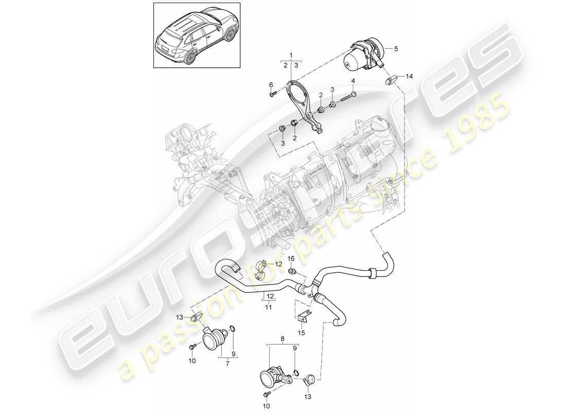 porsche cayenne e2 (2015) secondary air pump parts diagram