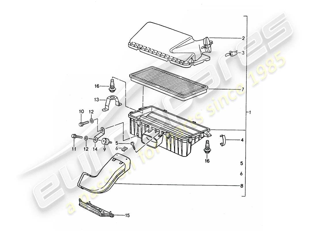 porsche 1994 (968) air cleaner part diagram