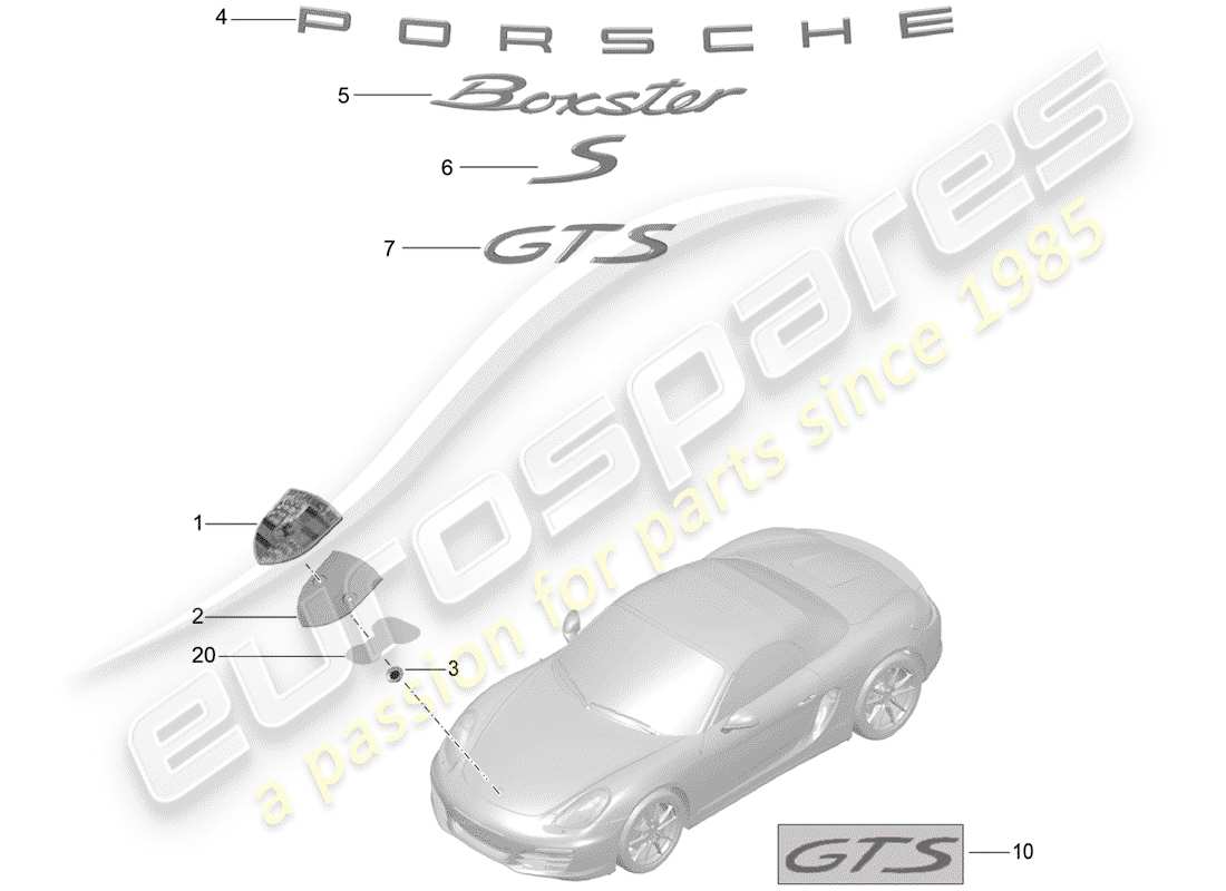 porsche 2013 (981 boxster) nameplates part diagram