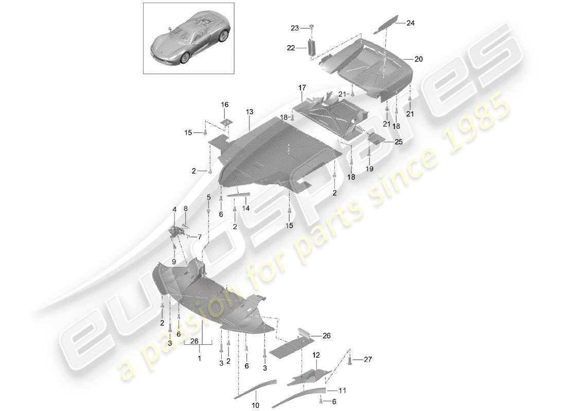 porsche 2015 (918 spyder) underbody part diagram