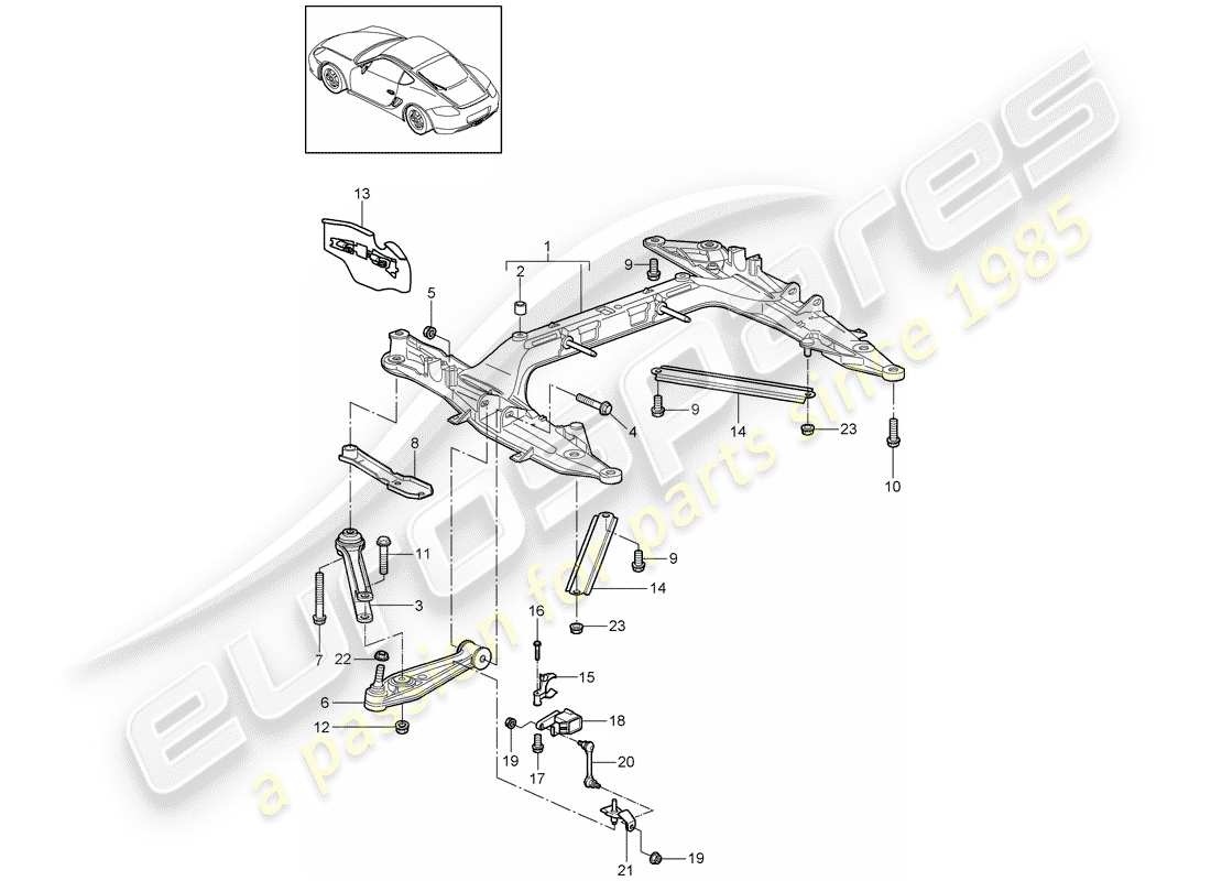 porsche 2009 (987 cayman) cross member part diagram