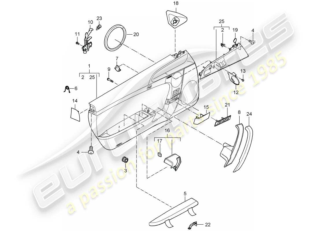 porsche 2005 (997-1) door panel part diagram