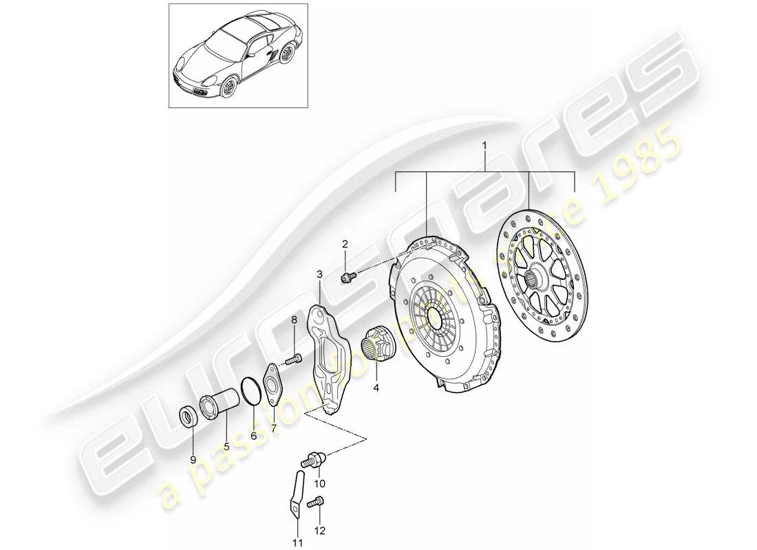 porsche 2009 (987 cayman) clutch part diagram