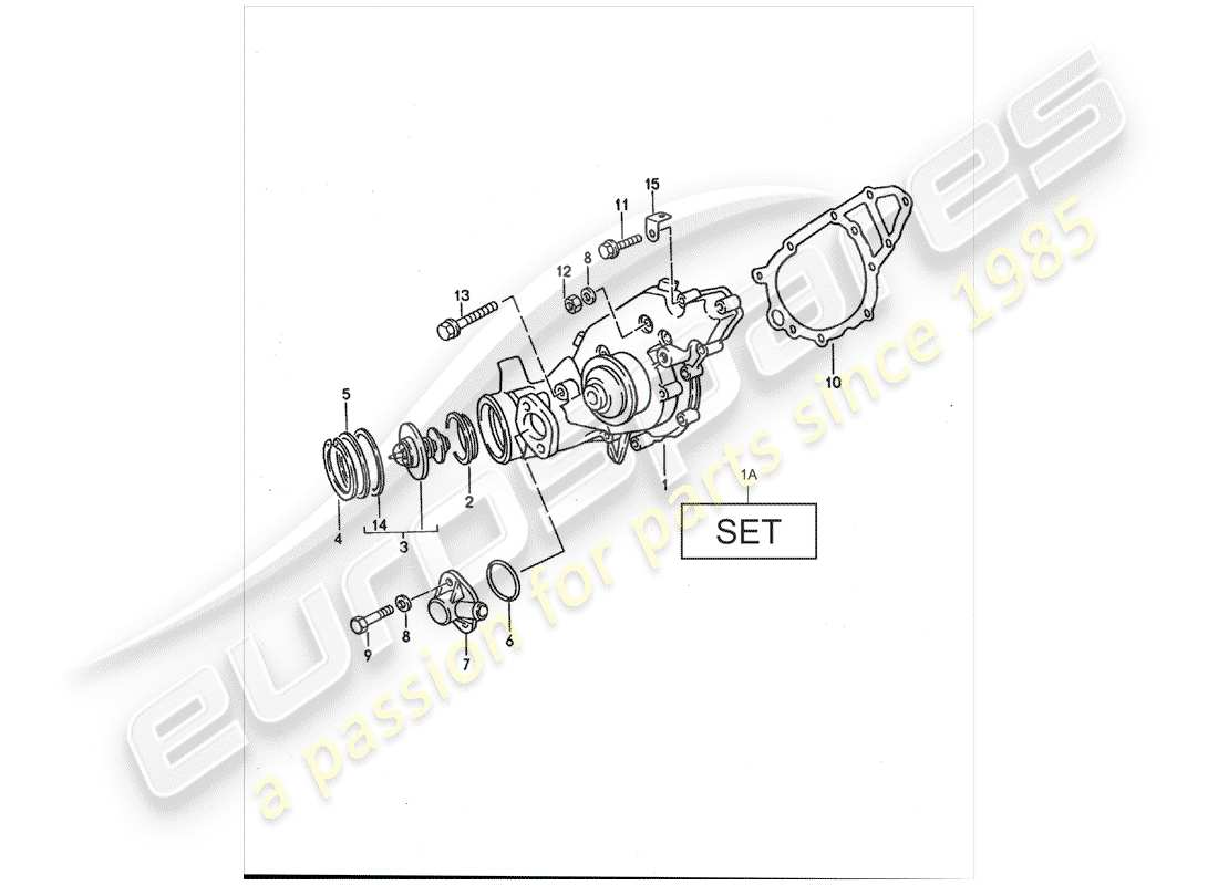 porsche 1994 (968) water pump part diagram