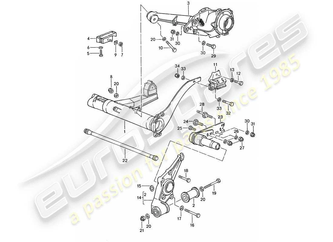 porsche 1994 (968) rear axle carrier - rear axle steering part diagram