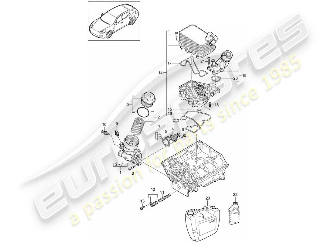 porsche panamera 970 (2016) oil filter part diagram