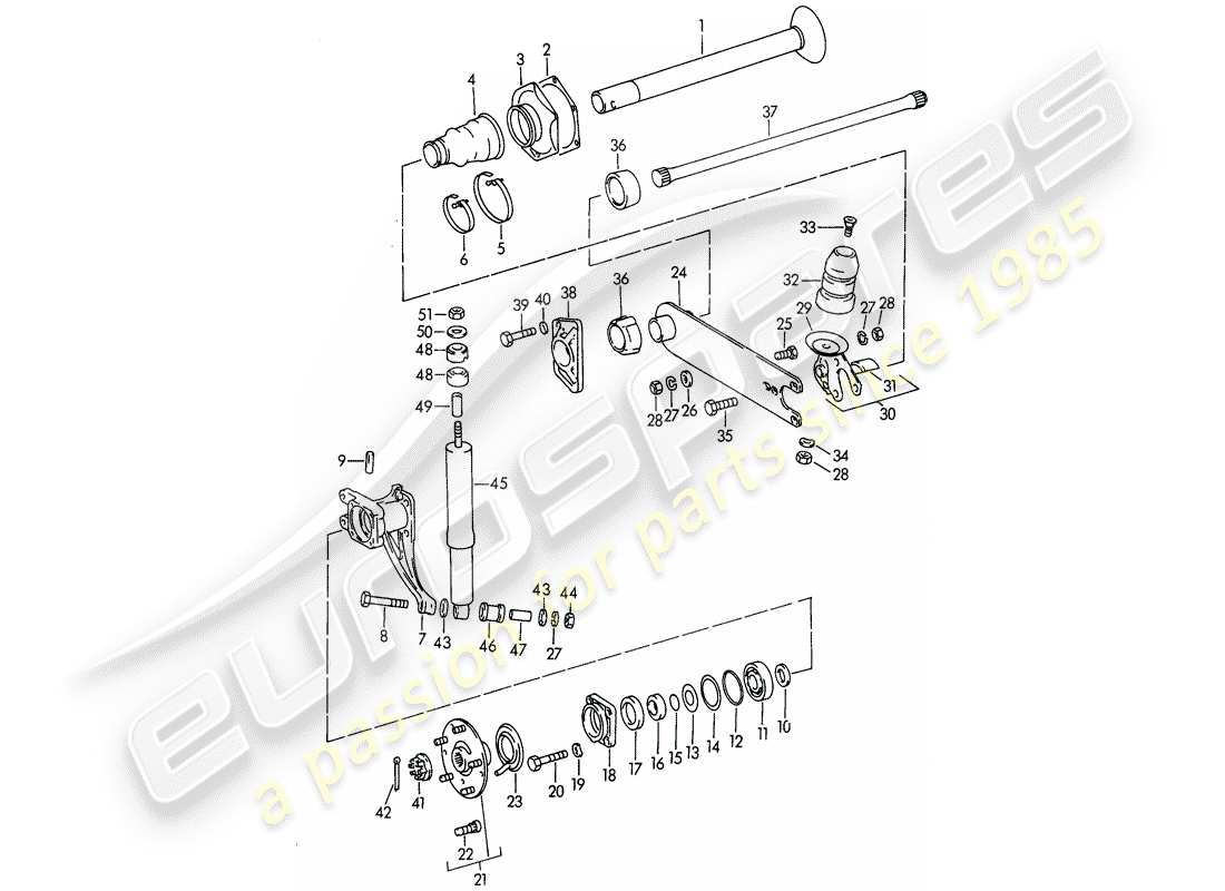 porsche 1961 (356b/356c) rear axle part diagram