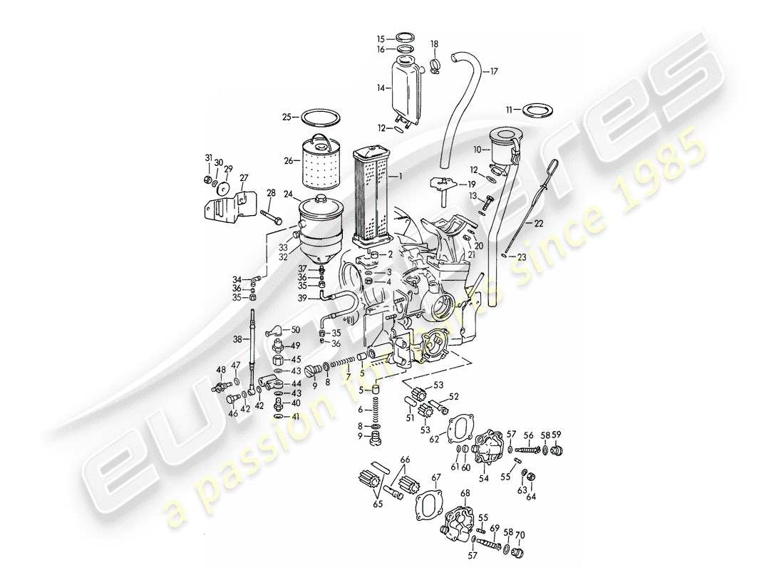 porsche 1961 (356b/356c) engine lubrication part diagram