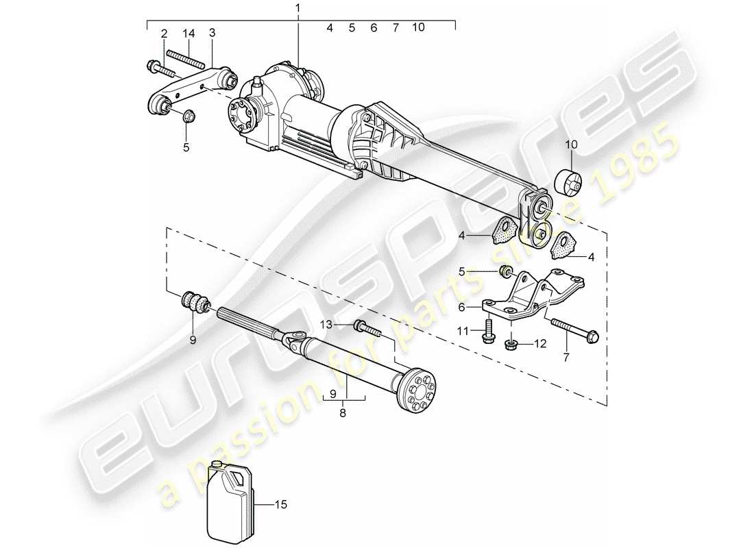porsche 2005 (997-1) front axle differential part diagram