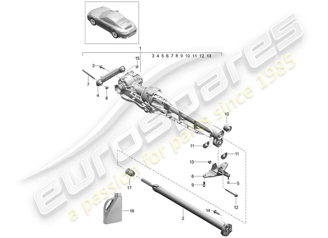 porsche 2020 (991-2) front axle differential part diagram