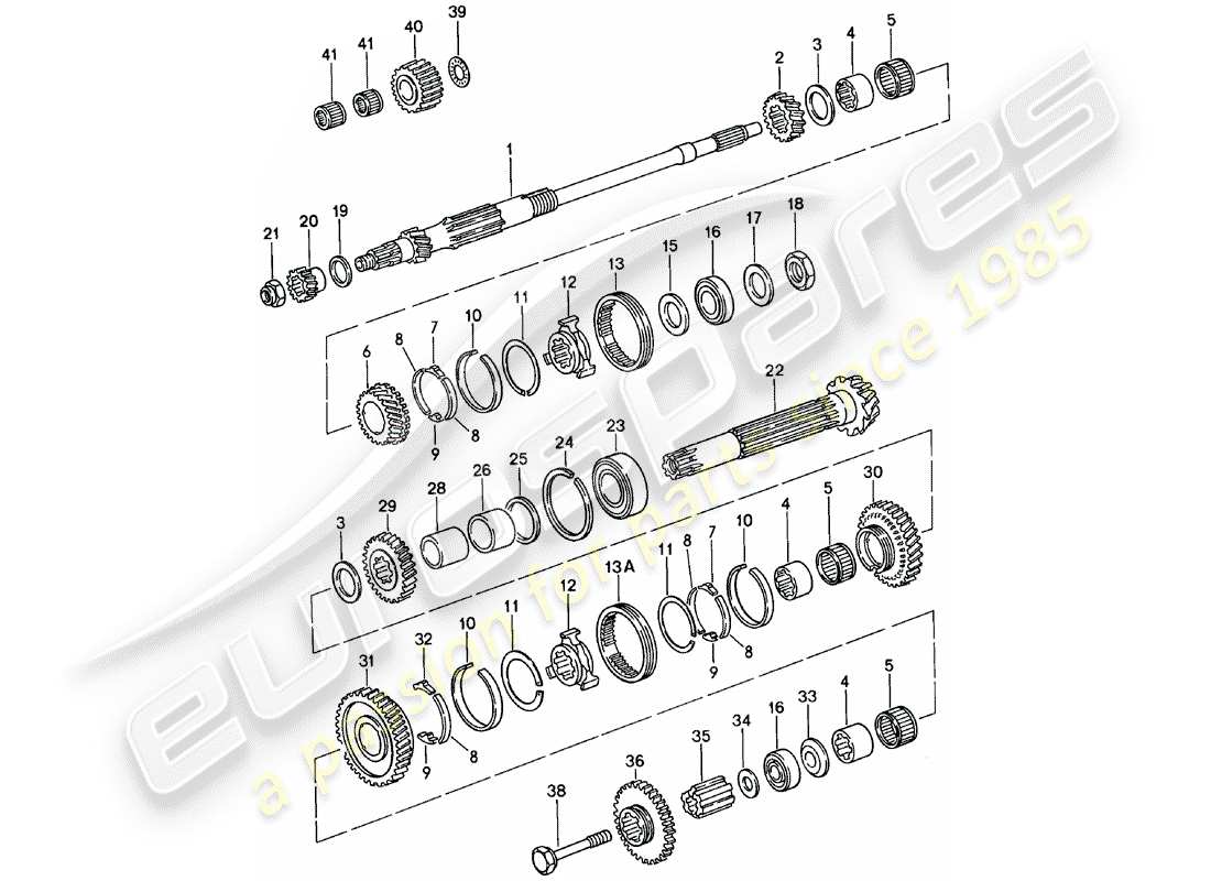 porsche 1979 (911) gears and shafts - spm parts diagram