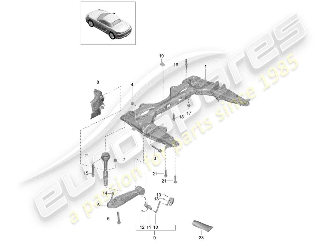 porsche 2018 (718 boxster) cross member part diagram