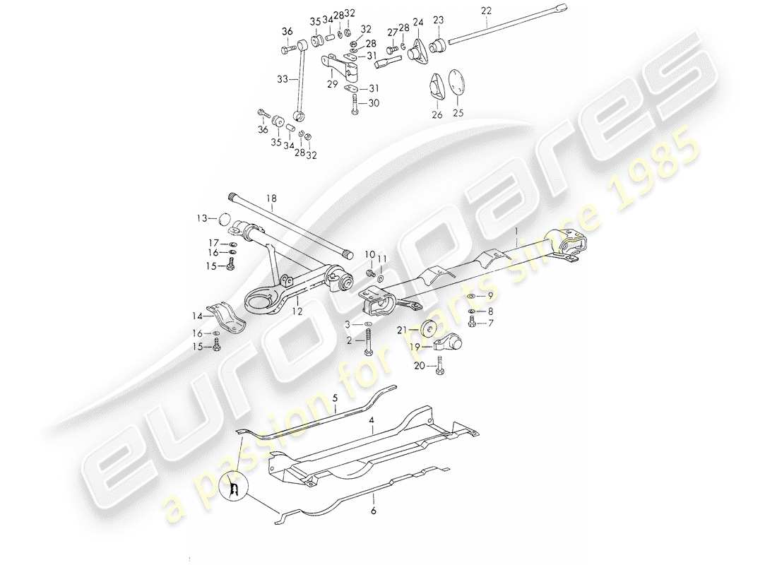 porsche 1973 (911) front axle - stabilizer parts diagram