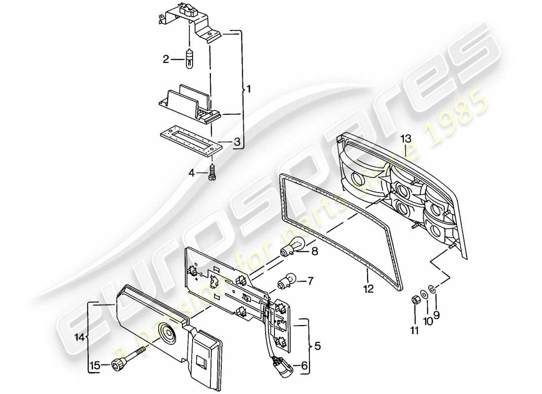 porsche 1979 (924) license plate light - rear light part diagram