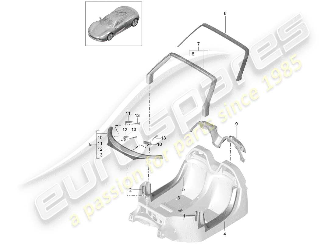 porsche 2015 (918 spyder) special repair concept part diagram