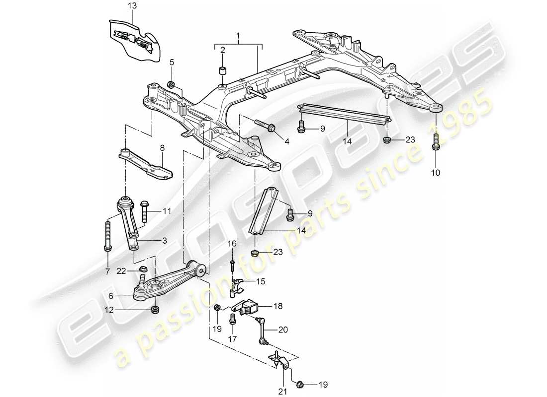 porsche 2007 (987 cayman) cross member part diagram