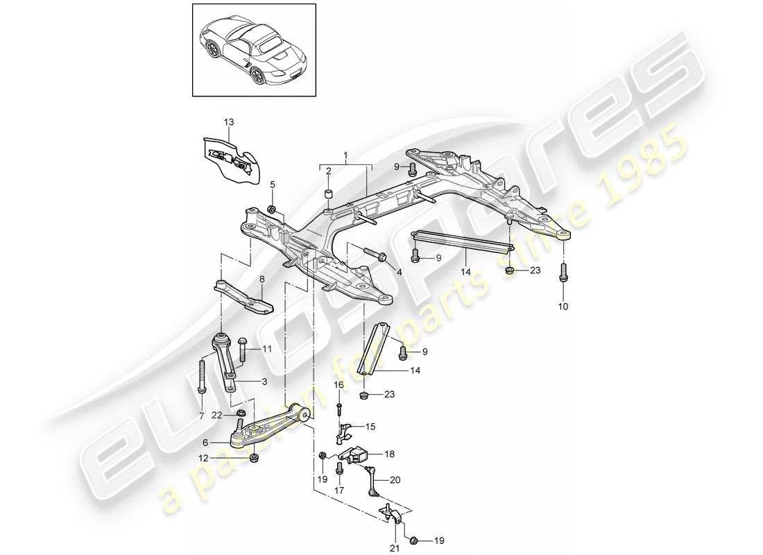 porsche 2012 (987 boxster) cross member part diagram